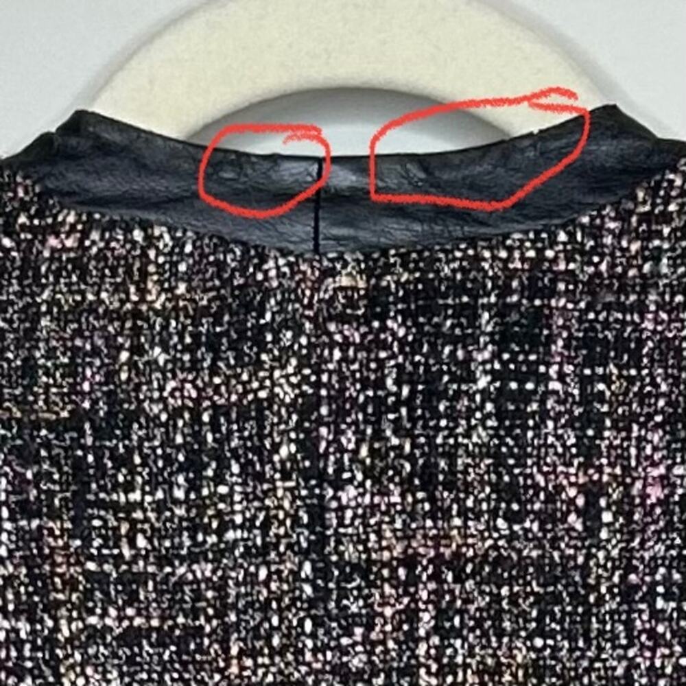 Lane Bryant Open Front Jacket Blazer Size 24 Vegan Leather Trim - Picture 11 of 12